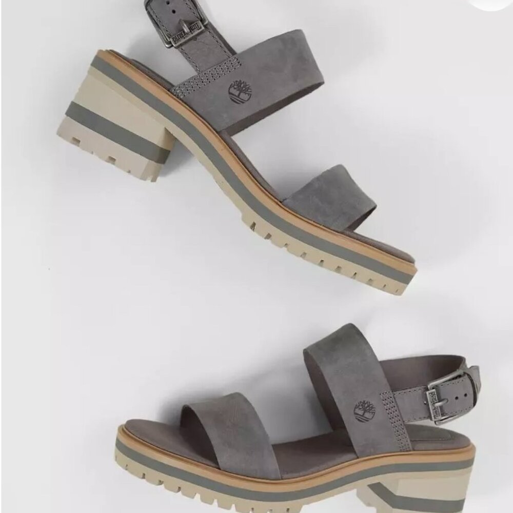 Timberland Violet Marsh Heeled Sandal chunky gray grey 9